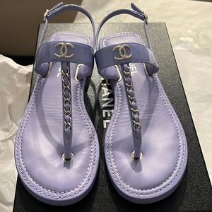 Chanel Patent Sandals 37.5